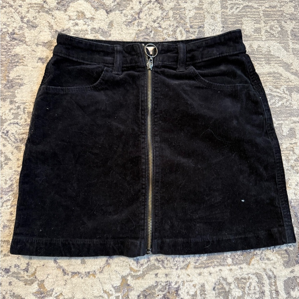 SO Black Mini Pencil Skirt with Gold Zipper